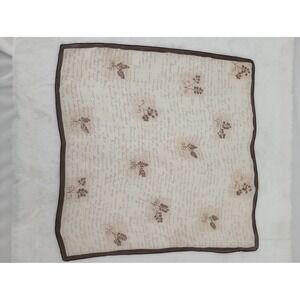 Unbranded Square Scarf Hand Rolled Brown Script Botanical‎ Floral Print